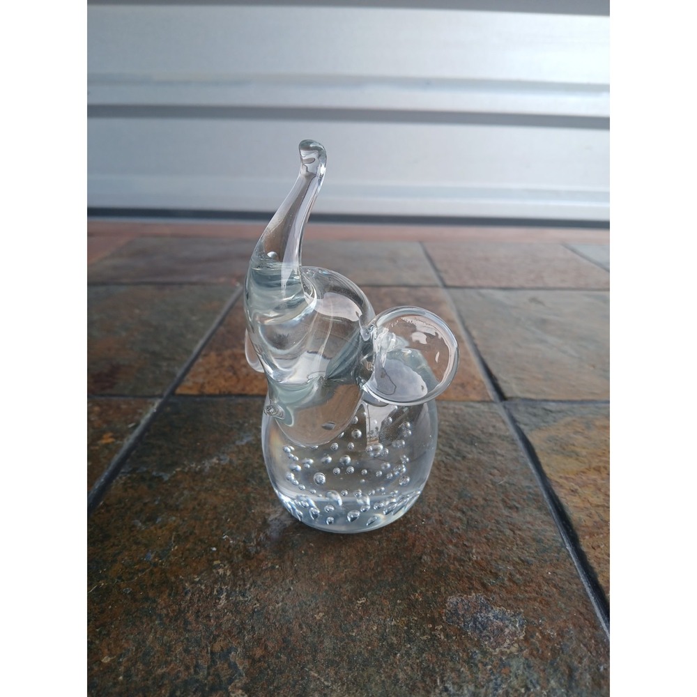 Vintage Glass Elephant Trunk Up Figurine Controlled‎ Bubbles MCM Art Glass 5.5" - Picture 5 of 7